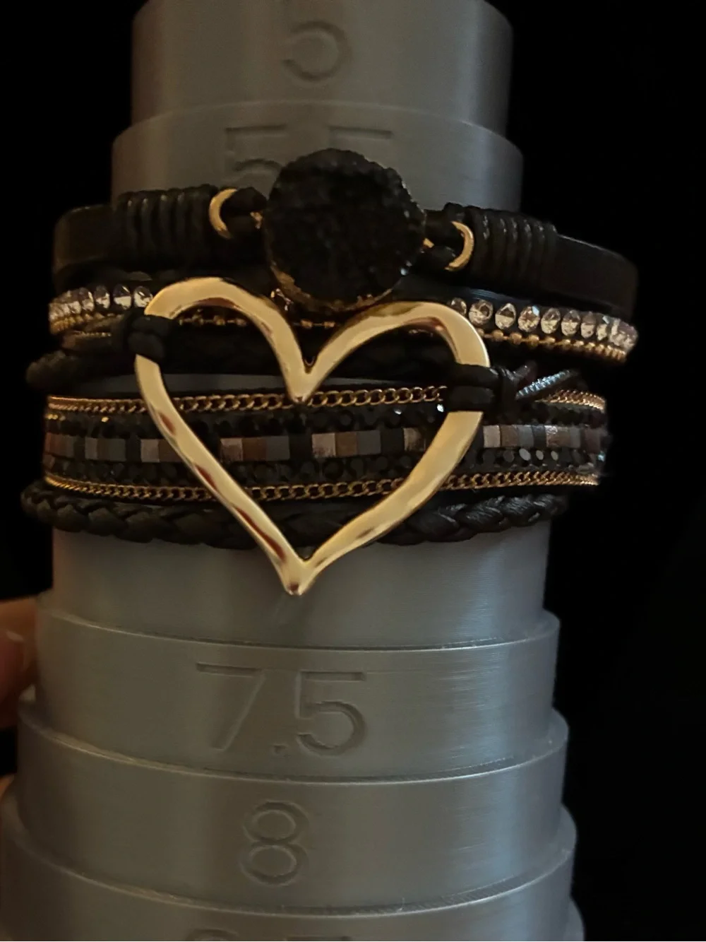 Bracelet EUC bohemian-style multilayer black pu leather wrap Love
